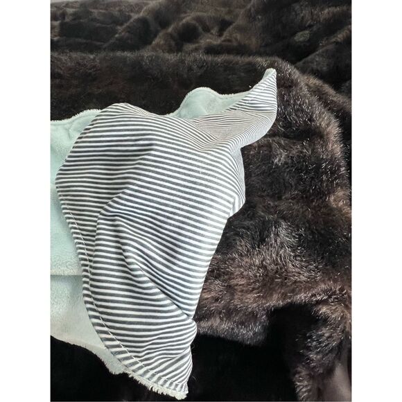 Carters Dinosaur Lovey Security Blanket Blue Stripes Dino Plush Triceratops Toy - Picture 3 of 3